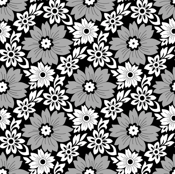 Nahtloser Monochromer Floraler Hintergrund — Stockvektor