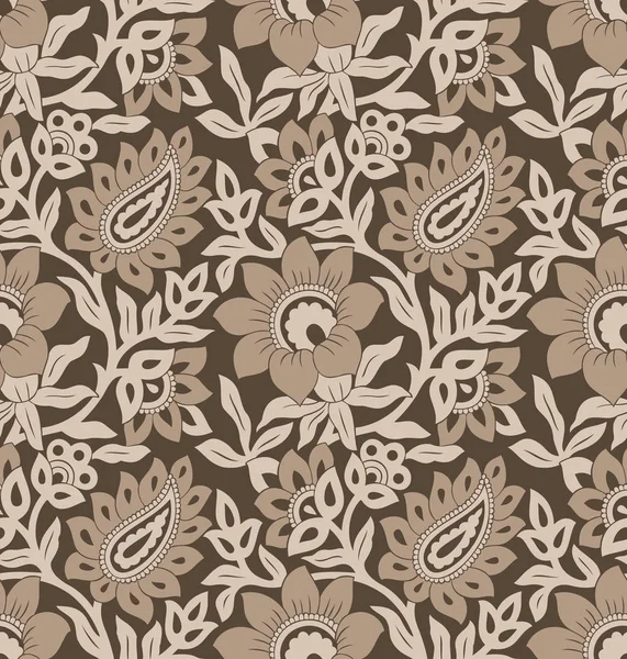 Floral Antique Sans Couture Avec Fond Paisley — Image vectorielle