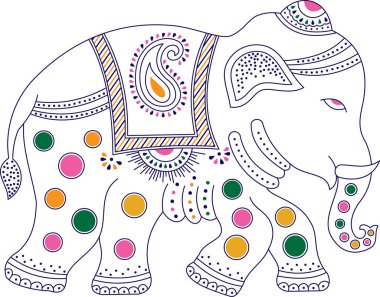 Renkli Hint fil dekore edilmiş