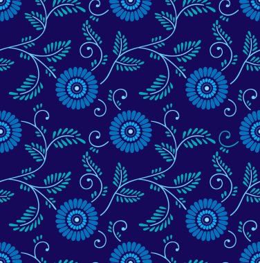 Kesintisiz mavi Çin çiçek arka plan