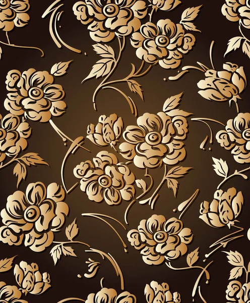 Fondo Pantalla Floral Diseño Dorado Sin Costuras — Vector de stock