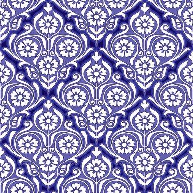 Kesintisiz Mavi çiçek desenli seramik tasarımı için