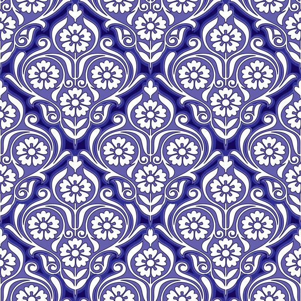 Nahtloses Blaues Blumenmuster Für Keramikdesign — Stockvektor