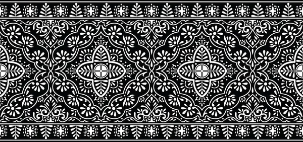 Borde Blanco Negro Indio Tradicional Sin Costuras — Archivo Imágenes Vectoriales
