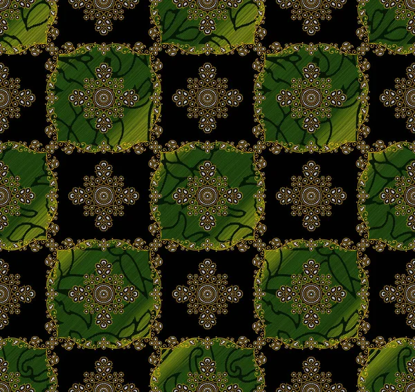 Seamless traditional indian pattern on dark background