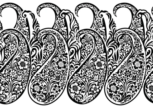 Frontière Vectorielle Sans Couture Paisley — Image vectorielle