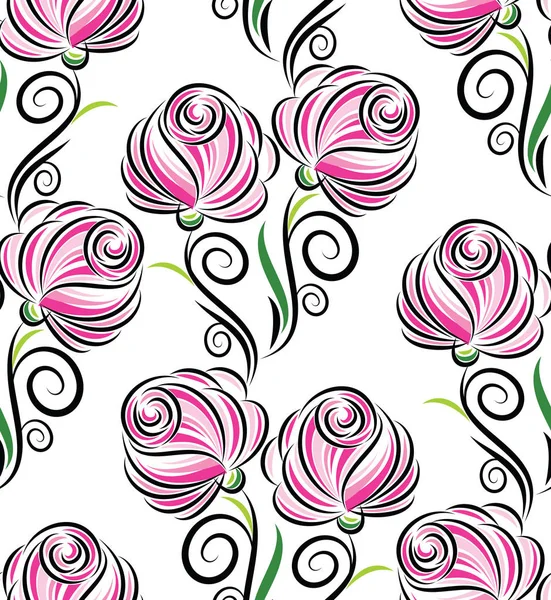 Seamless Pink Rose Flower Pattern — Stock Vector