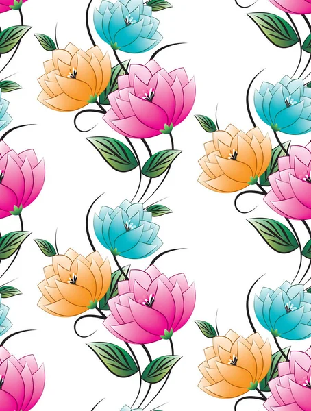 Fond Floral Textile Sans Couture — Image vectorielle