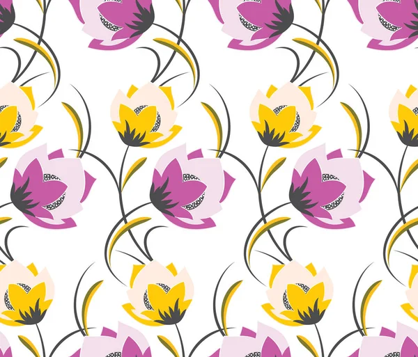 Бесшовный Милый Рисунок Цветок Текстиля — стоковый вектор