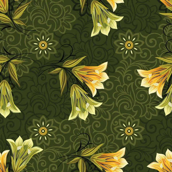 Nahtlose Vintage Textil Florales Muster — Stockvektor