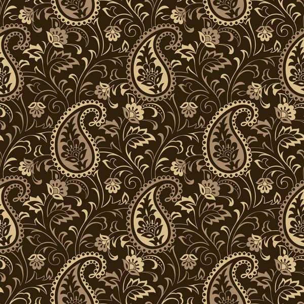 Padrão Paisley Indiana Tradicional Sem Costura — Vetor de Stock