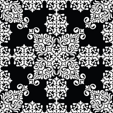 Seamless siyah beyaz geleneksel Hint modeli