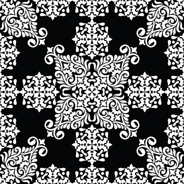 Modèle Indien Traditionnel Noir Blanc Sans Couture — Image vectorielle