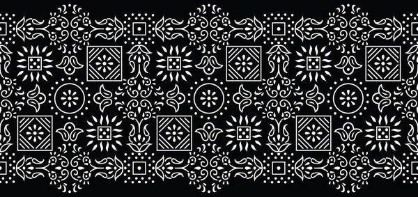 Borde Tribal Blanco Negro Sin Costuras — Vector de stock