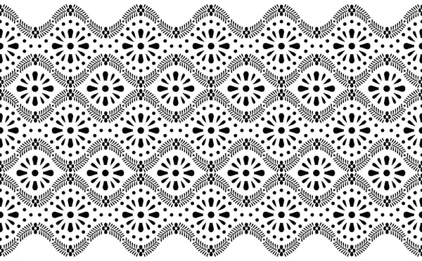 Borde Floral Blanco Negro Sin Costuras — Archivo Imágenes Vectoriales