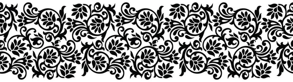 Borde Floral Blanco Negro Sin Costuras — Vector de stock