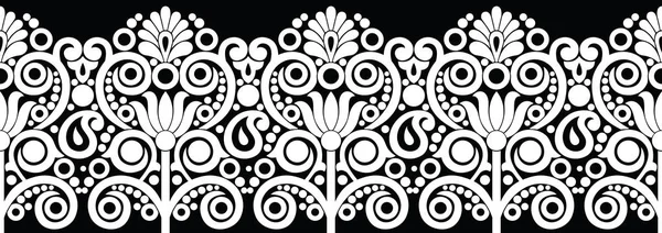 Bordure Indienne Traditionnelle Sans Couture Noir Blanc — Image vectorielle