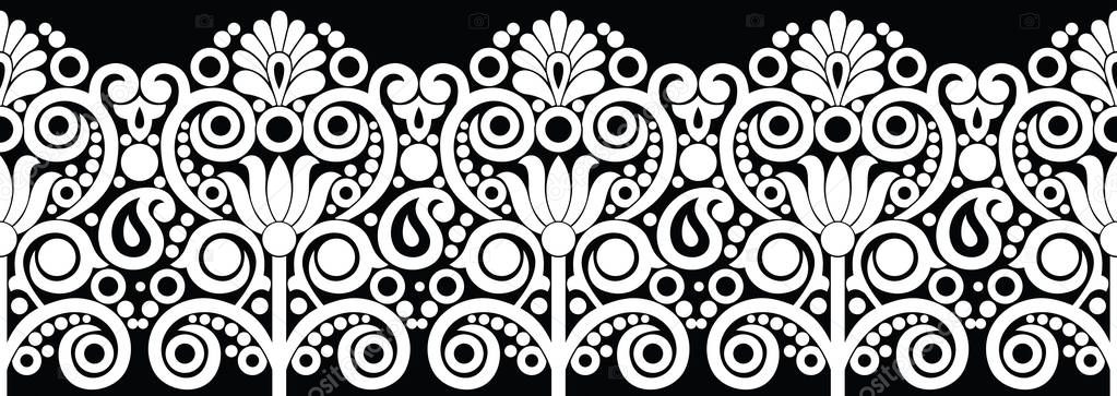 Seamless black and white traditional indian border