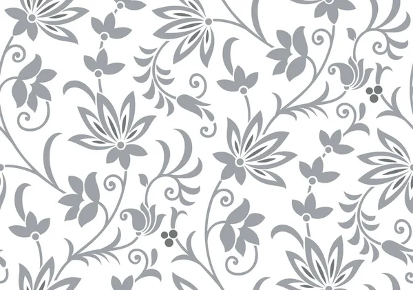 Seamless Vintage Silver Flower Pattern — Stock Vector