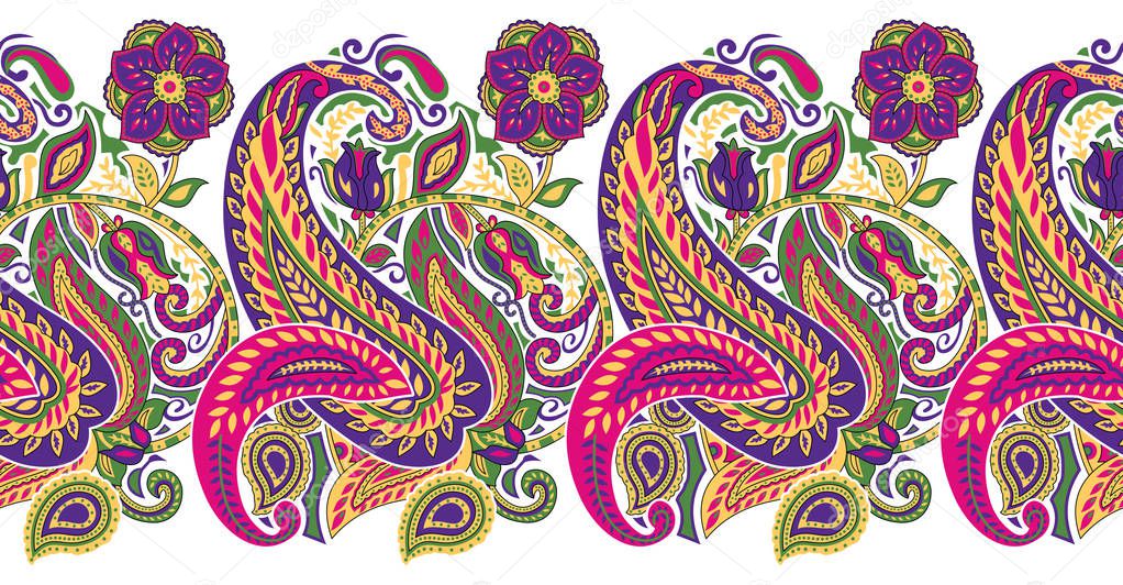 Seamless vector paisley border