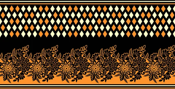 Sömlös Textil Blommor Gränsen — Stockfoto