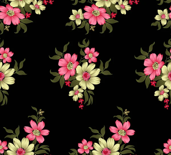 Sömlös Textil Blommönster — Stockfoto