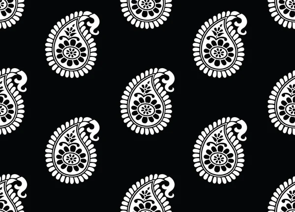 Modèle Paisley Noir Blanc Sans Couture — Image vectorielle