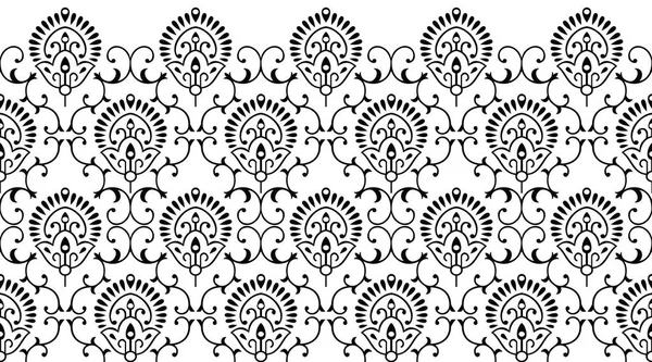 Seamless Traditional Indian Black White Border Design — Stock Vector