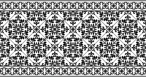 Bordure Indienne Traditionnelle Sans Couture Noir Blanc — Image vectorielle