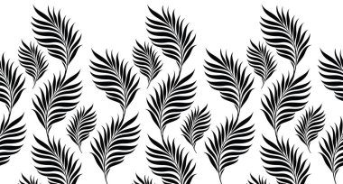 Sorunsuz siyah beyaz yaprakları kenarlık