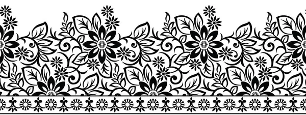 Kusursuz siyah-beyaz çiçekli sınır.