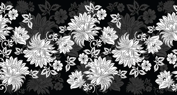 Seamless Vintage Floral Border — Stock Vector