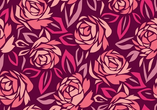 无缝抽象玫瑰花图案 — 图库矢量图片