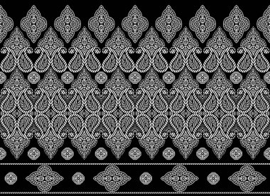 Sorunsuz siyah beyaz geleneksel Hint sınır