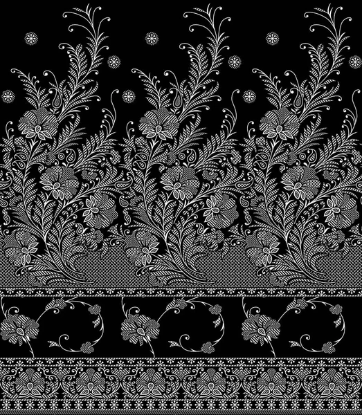 Seamless Black White Floral Border — Stock Photo, Image