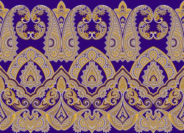 Traditional Seamless Indian Paisley Border — Stock Photo, Image