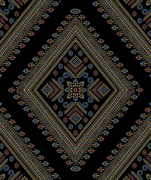 Padrão Design Têxtil Escuro Indiano Tradicional Sem Costura — Fotografia de Stock