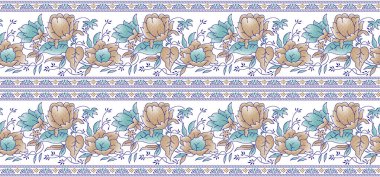 Geleneksel Hint Tekstil çiçek sınır