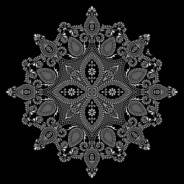 Traditional Indian Black White Motif — Stock Photo, Image