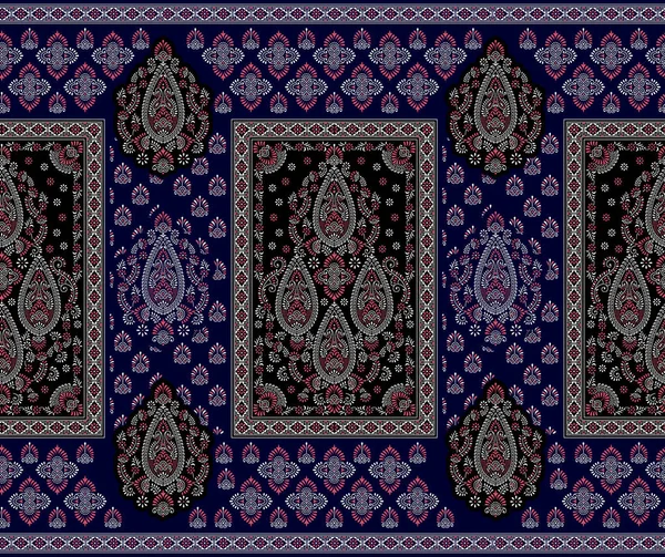 Seamless Traditional Indian Paisley Textile Fabric Border — Stock Photo, Image