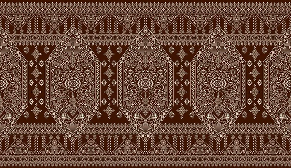 无缝传统的印度棕色纺织面料边界 — 图库照片