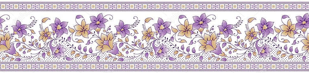 Seamless traditional indian textile floral border