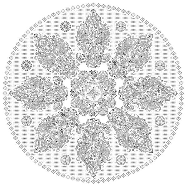 Diseño Tradicional Indio Mandala Blanco Negro —  Fotos de Stock