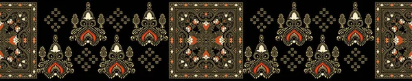 Bezszwowa Ciemna Tradycyjna Indyjska Granica Tkaniny Tekstylnej — Zdjęcie stockowe