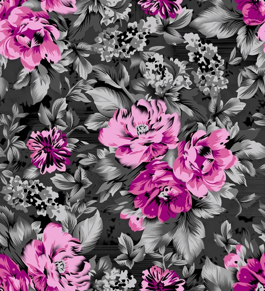 Naadloze Digitale Textiel Bloemenpatroon Ontwerp — Stockfoto