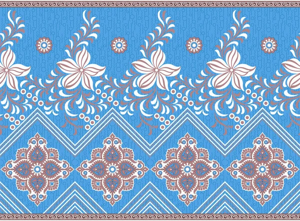 Sömlös Geometrisk Textil Blommig Kantlinje — Stockfoto