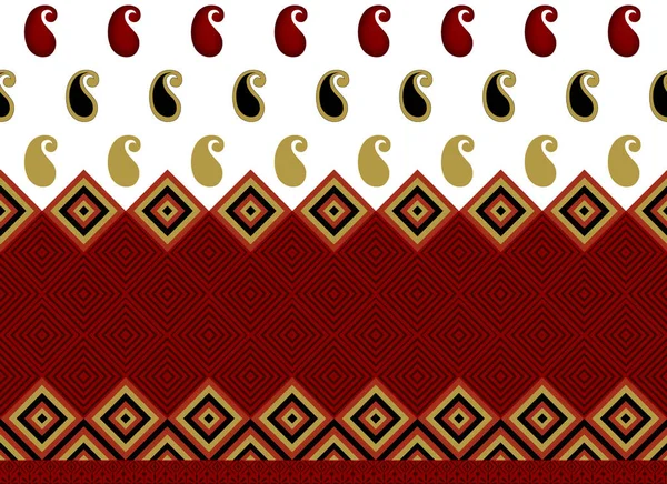 Seamless Textile Paisley Border Geometrical Shapes — Stock Photo, Image