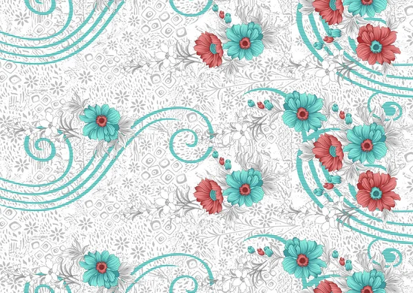 Безшовний Текстильний Дизайн Квіткової Рамки — стокове фото