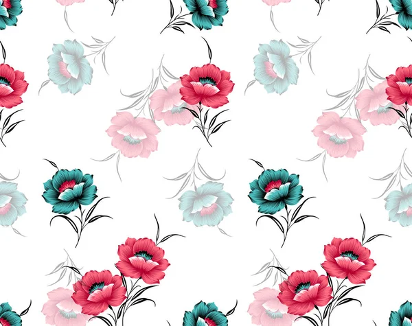 Naadloze Digitale Textiel Bloemenpatroon Ontwerp — Stockfoto