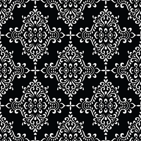 Seamless black and white vintage floral pattern — Stock Vector